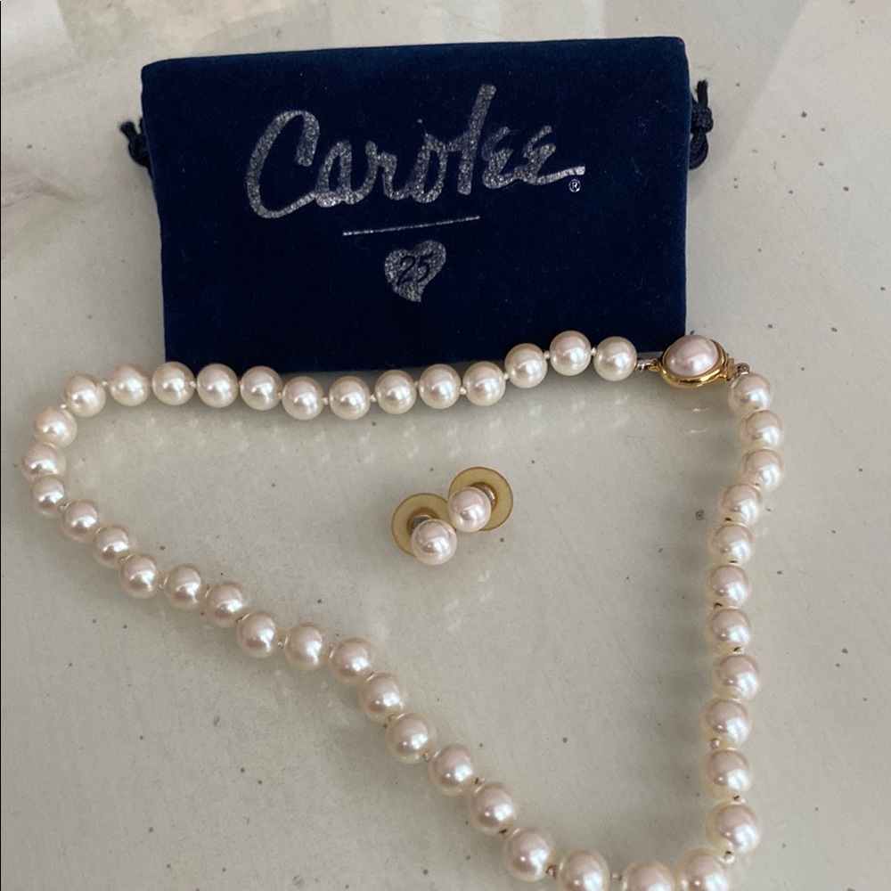 Carolee Pearl Necklace and Earring Set